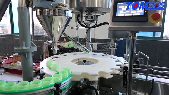 Máquina de embalaje de polvo para botellas totalmente automática controlada por PLC